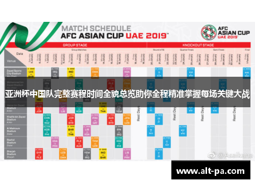 亚洲杯中国队完整赛程时间全貌总览助你全程精准掌握每场关键大战 亚洲杯中国队完整赛程时间全貌总览助你全程精准掌握每场关键大战